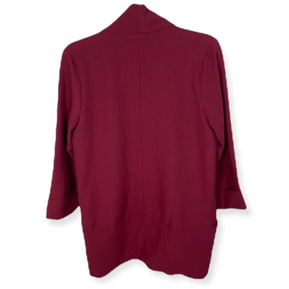 Love and Liberty Burgundy Crepe Blazer‎ Open Front Size Medium Stretch Cotton M - Picture 4 of 9
